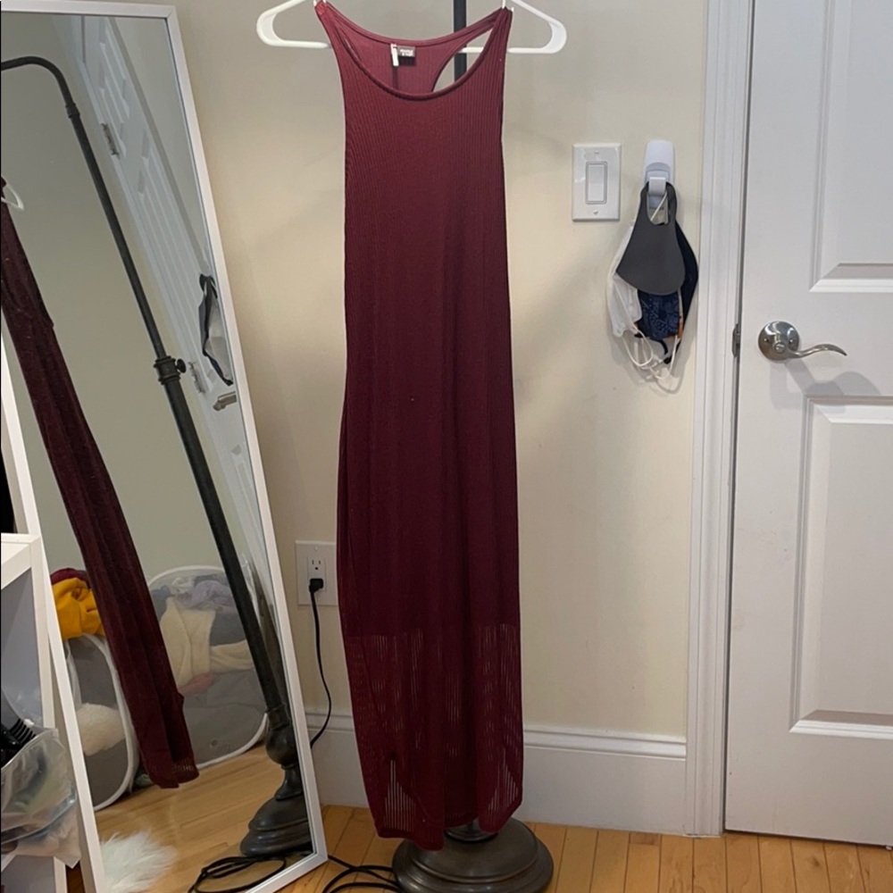 maroon long fitted dress